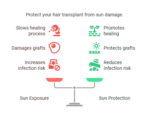 Protect your hair transplant from sun damage.