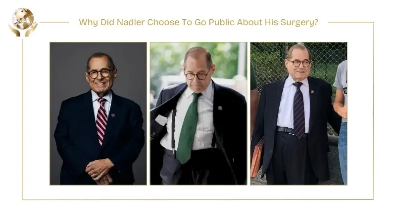 Three photos of Jerry Nadler after weight loss, showing him slimmer in formal attire during public appearances.