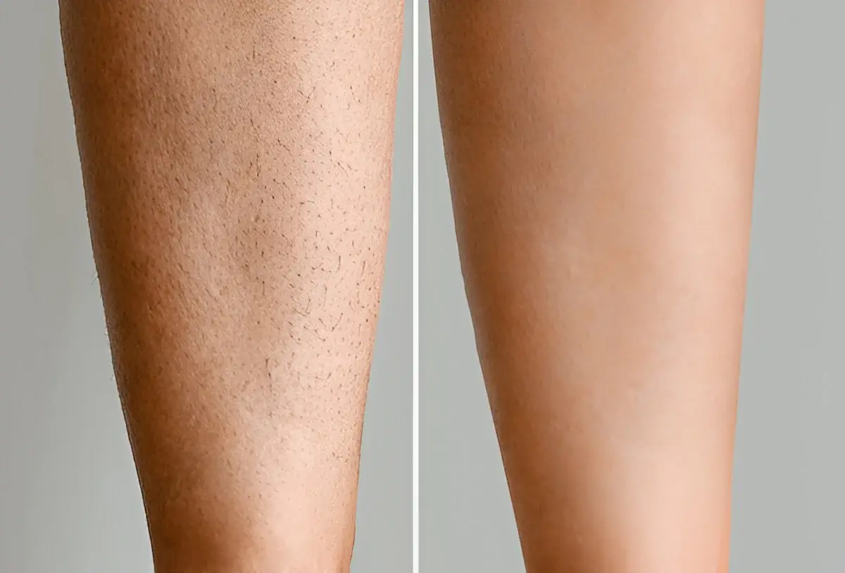 Laser Epilation arm before and after