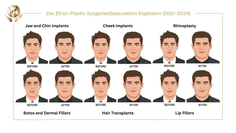 Zac Efron Plastic Surgeries - What Happened to Him After Face Injury 4 Zac Efron Plastic Surgeries Speculation Explosion 2021 to 2024